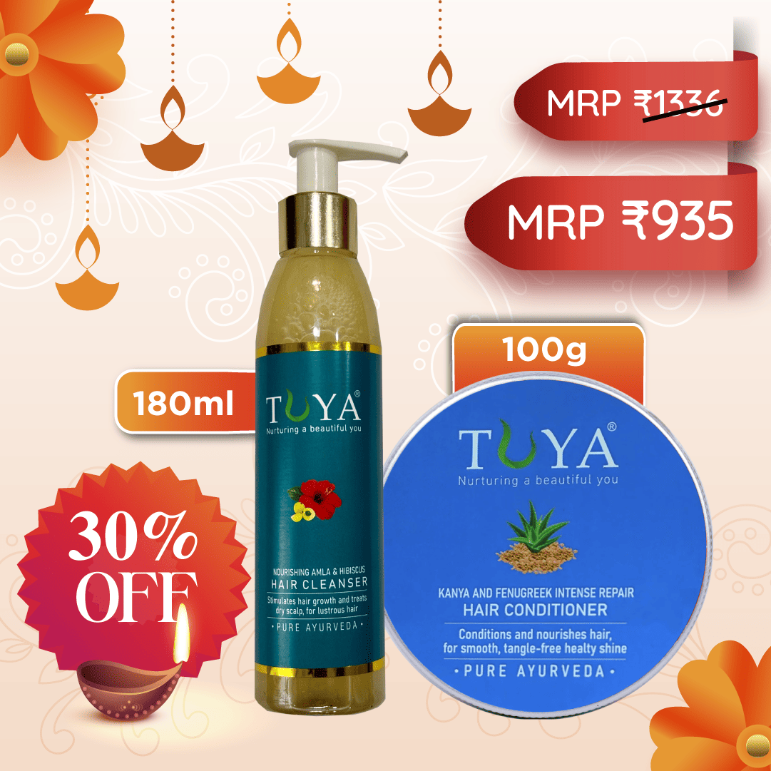 Hair Care Combo - Kanya & Fenugreek hair conditioner(100gm) and Amla & Hibiscus Hair Cleanser(180ml)