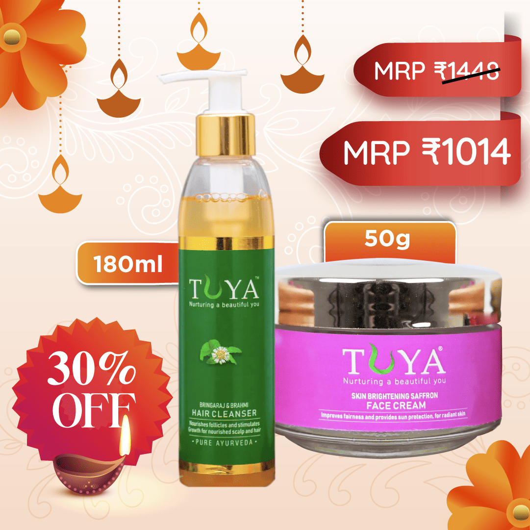 Bhringaraj and Brahmi Hair Cleanser (180ml) & Saffron Face Cream (50gm)