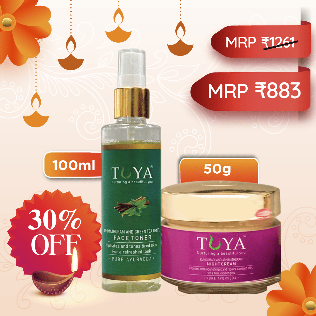 Kunkumadi and Athimathuram Night Cream (50gm) & Athimathuram and Green Tea Face Toner (100ml)
