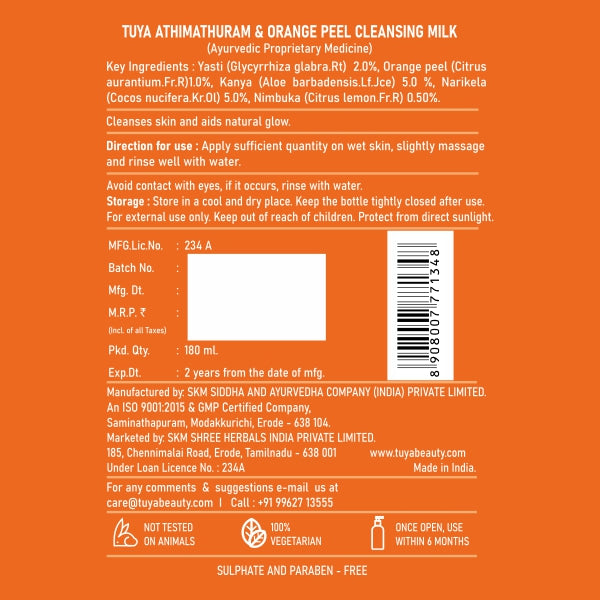 Athimathuram and Orange Peel Cleansing Milk